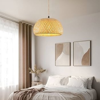 lampenschirm für schlafzimmer Niche Utama Home Boho Rattan Lampe Vintage Hängelampe Pendelleuchte Bambus