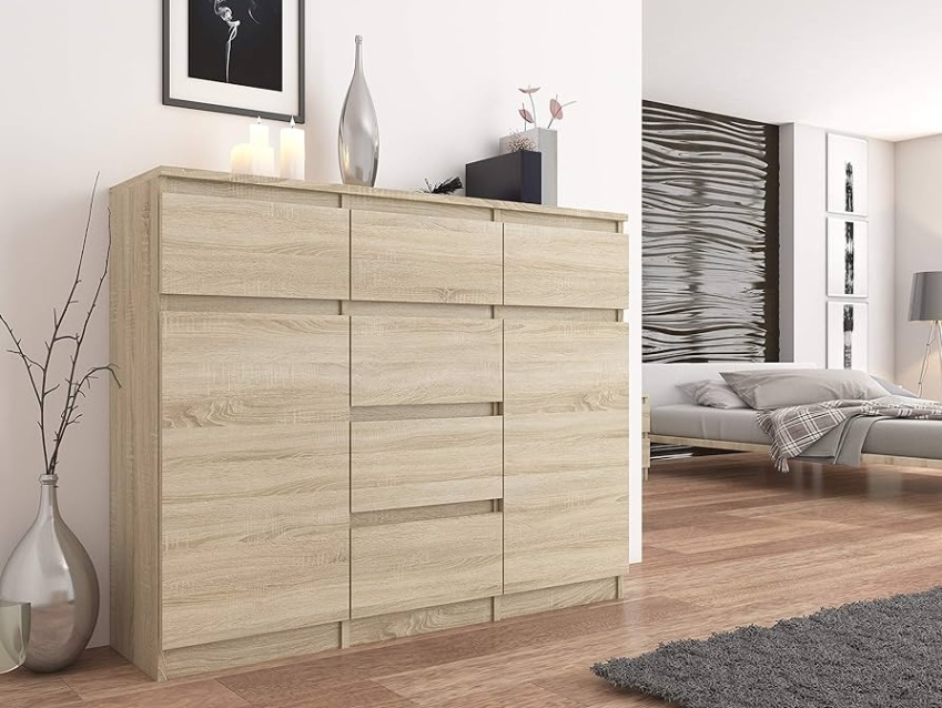 Niche Utama Home Framire S D Kommode In Sonoma Eiche, Kommode Mit  Schubladen,  Türen,  Schrank Für Schlafzimmer, Wohnzimmer, Bad,  X 10 X  Cm