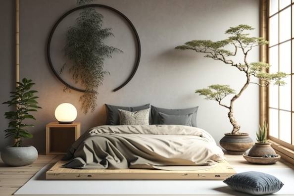 Niche Utama Home Japanisches Schlafzimmer Mit Wabi Sabi Bett Und Dekorativen