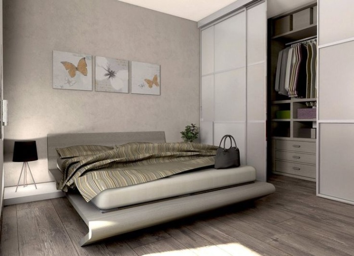 Niche Utama Home Kleines Schlafzimmer In Beige Mit Kleinem Begehbare  Begehbarer