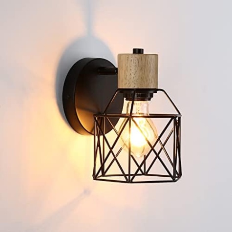 lampen schlafzimmer wand Niche Utama Home Lightess Wandleuchte Innen Industrial Wandlampe Metall Cage E