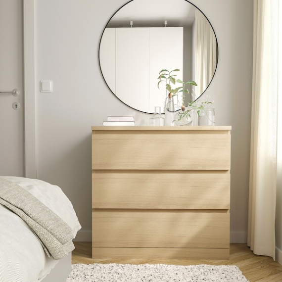 kommode schlafzimmer ikea Niche Utama Home MALM Kommode,  Schubladen, Eichenfurnier weiß lasiert, x cm