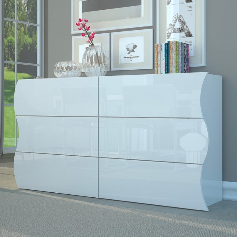 Niche Utama Home Onda Sideboard  Schubladen Schlafzimmer Kommode Weiß Modern