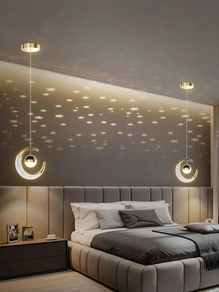 lampen schlafzimmer nachttisch Niche Utama Home Schlafzimmer Nachttisch Mond Stern Pendel leuchte Küche Insel Hintergrund  Wand Hängelampen Scheinwerfer Projektor Lampe