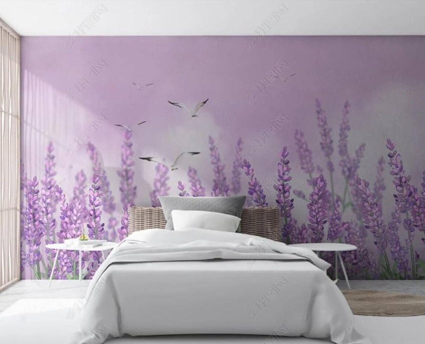 lavendel schlafzimmer Niche Utama Home Tapeten Fototapete D Effekt Lila Lavendel Wandbilder Wohnzimmer Deko  Schlafzimmer Tapete Vliestapete